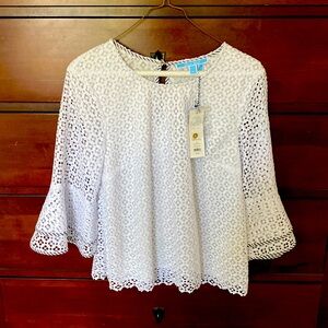 White eyelet top w/bell sleeves Draper James sz 10. NWT